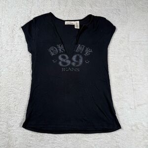 Vintage Y2K DKNY V Neck Tee T Shirt Blouse